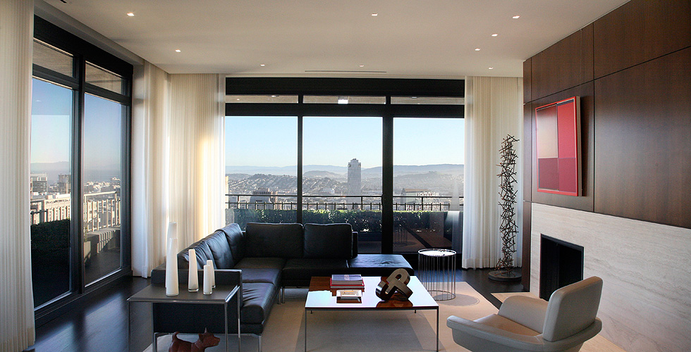 Contemporary cabinetry in the kitchen, bathroom, bedroom and office.