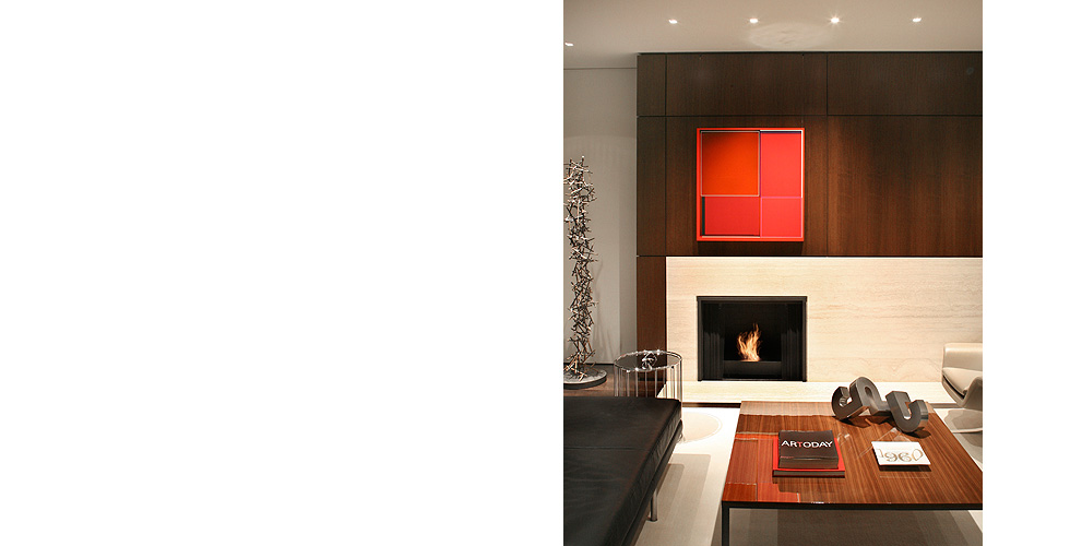 Contemporary cabinetry in the kitchen, bathroom, bedroom and office.