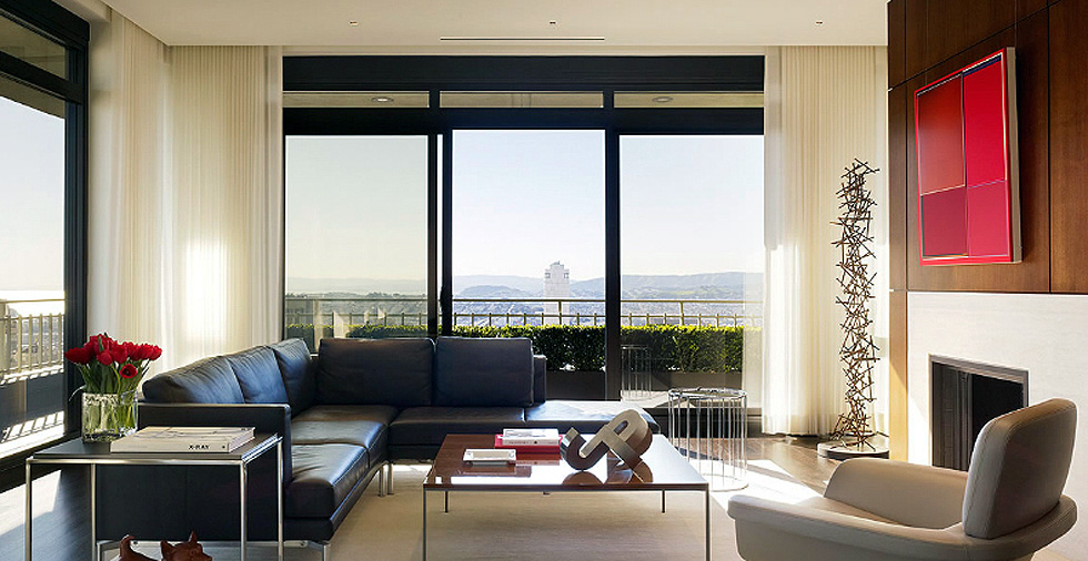 Contemporary cabinetry in the kitchen, bathroom, bedroom and office.